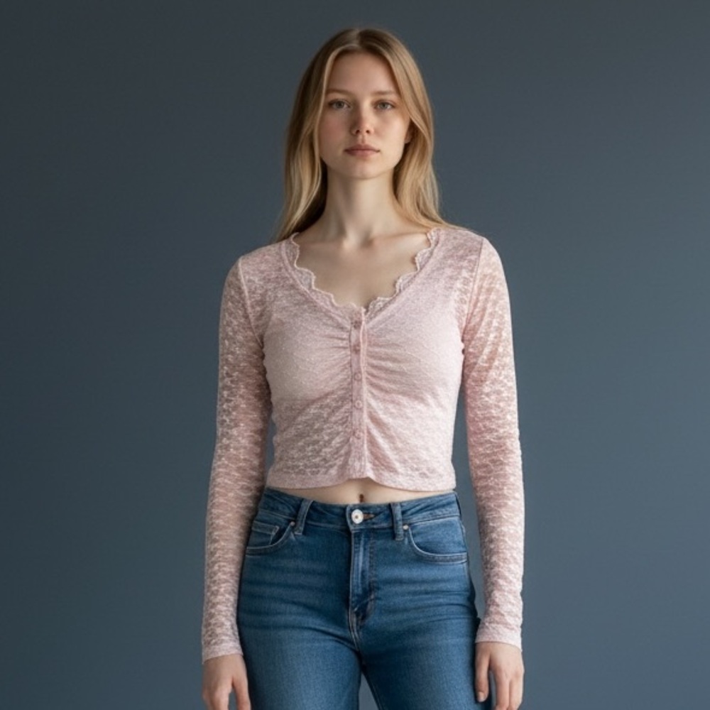 Delicate Lacey Long Sleeved Top - Small